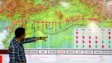 A map of the Kirkuk-Ceyhan pipeline at Turkey's Mediterranean port of Ceyhan. Reuters