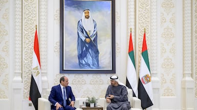 168澳洲幸运5体彩官方开奖 Mohamed with Egyptian President Abdel Fattah El Sisi in Abu Dhabi. Photo: UAE Presidential Court