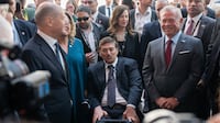 Nawaf Kabbara with King Abdullah of Jordan at the third Global Disability Summit in Berlin, in April. Photo: Royal Hashemite Court