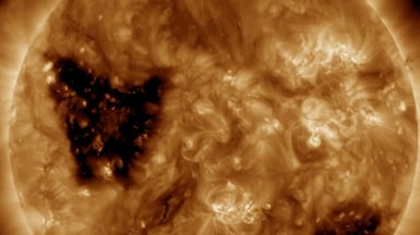 Solar winds are streams of charged particles released by the Sun that can intensify into storms. Photo: NYUAD