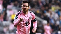 Lionel Messi after scoring for Inter Miami against Nashville in the Concacaf Champions Cup. AFP